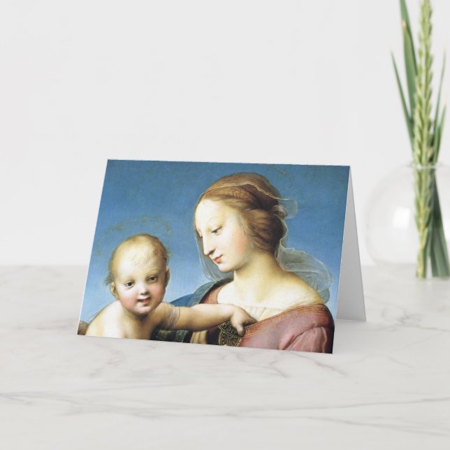 Cartes Pour Fêtes Annuelles Madonna et Christ Child assis à l'extérieur (Devant)