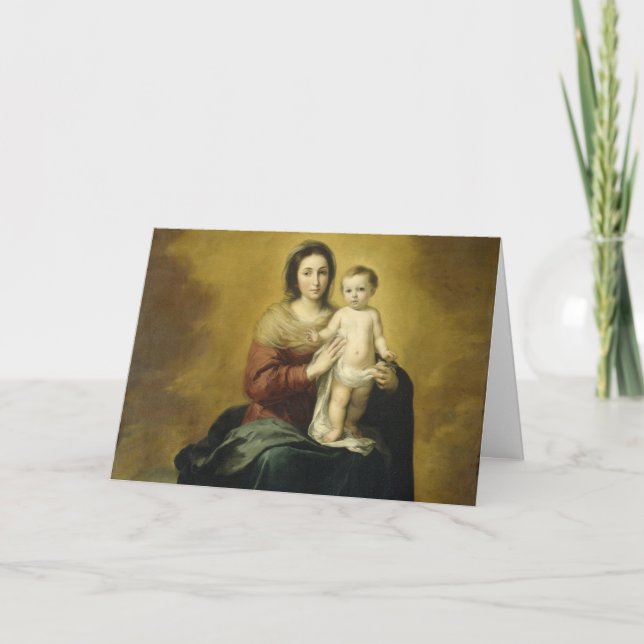 Cartes Pour Fêtes Annuelles Madonna et Enfant, Belle Art Voiture de Noël (Devant)