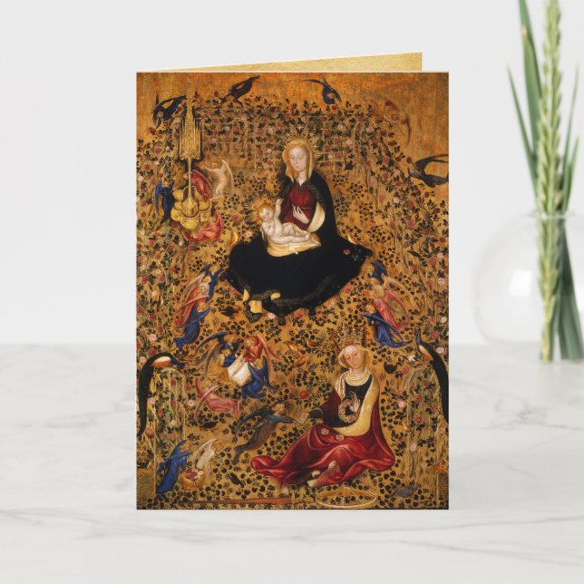 Cartes Pour Fêtes Annuelles MADONNA ET ENFANT DU ROSE BOWER, ANGELS Noël (Devant)