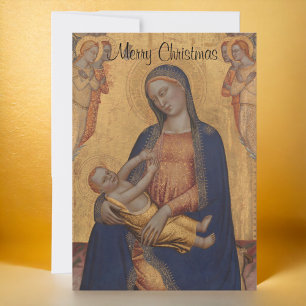 Cartes Pour Fêtes Annuelles Madonna et Enfant Joyeux Noël Or