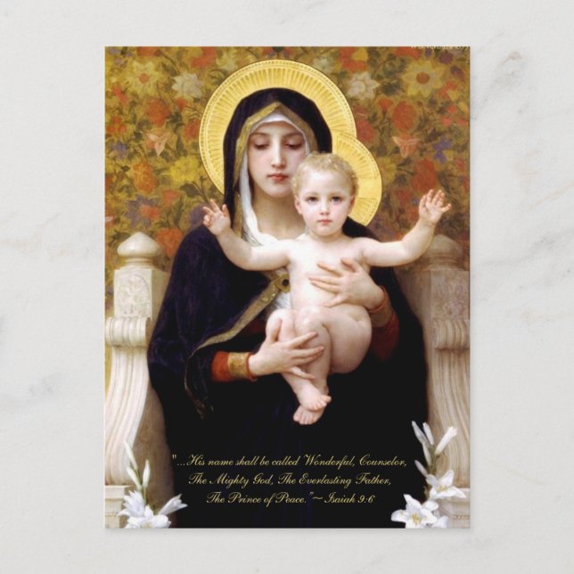 Cartes Pour Fêtes Annuelles Madonna et enfant par citation biblique de (Devant)