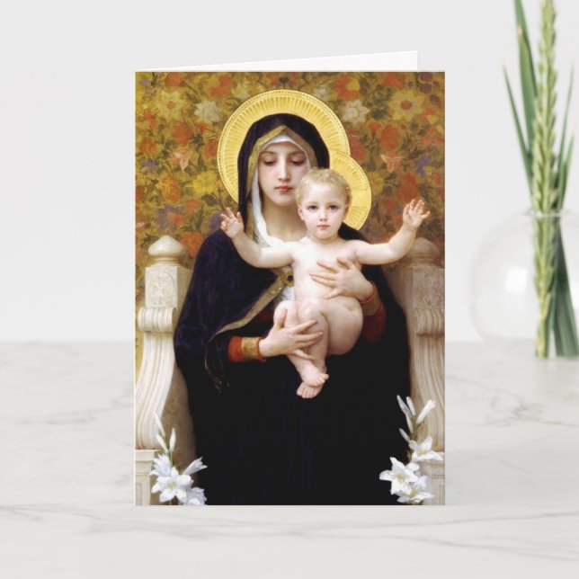 Cartes Pour Fêtes Annuelles Madonna et enfant par Noël religieux de Bouguereau (Devant)