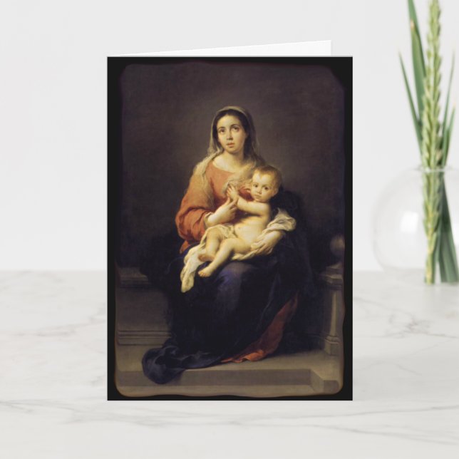 Cartes Pour Fêtes Annuelles Madonna et enfant - Vierge Marie - Murillo (Devant)