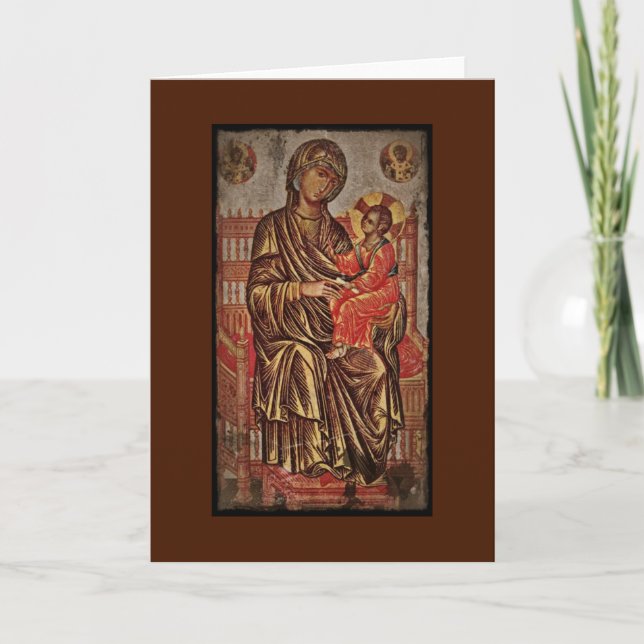 Cartes Pour Fêtes Annuelles Madonna et icône d'enfant (Devant)