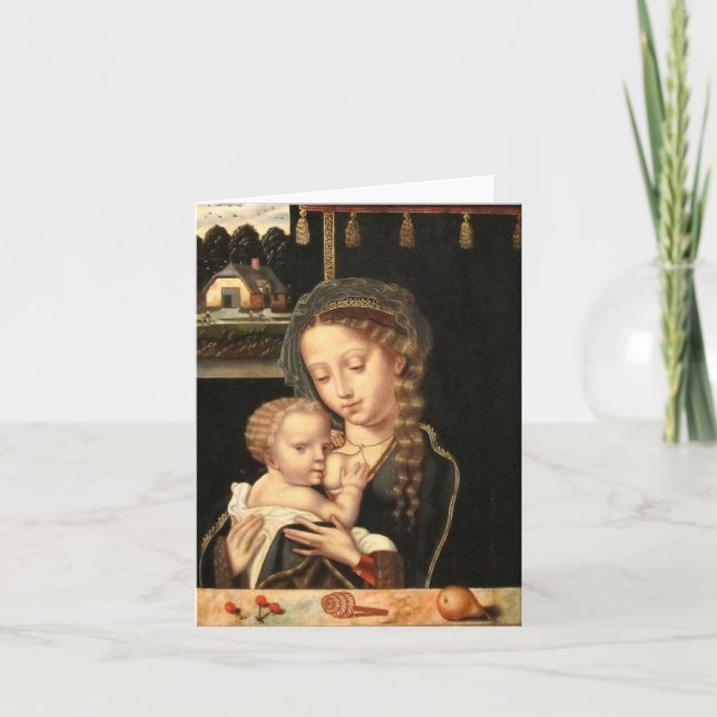 Cartes Pour Fêtes Annuelles Madonna et la garde d'enfants (Devant)