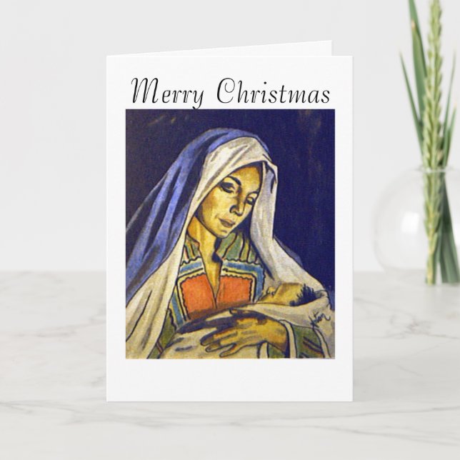 Cartes Pour Fêtes Annuelles Madonna et son enfant, Joyeux Noël (Devant)