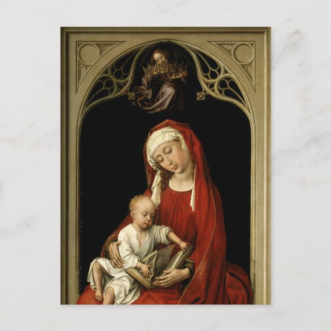Cartes Pour Fêtes Annuelles Madonna reçoit la couronne d'Angel (Devant)