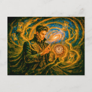 Cartes Pour Fêtes Annuelles Mage qui déforme le temps dans un tableau enchanté