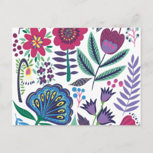 Cartes Pour Fêtes Annuelles Magenta Folk Art motif floral
