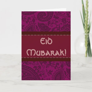 Cartes Pour Fêtes Annuelles Magenta Indian damask Eid Mubarak