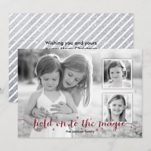 Cartes Pour Fêtes Annuelles Magic Dust Red 3 Photo Holiday Card