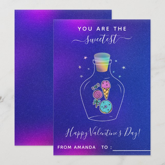 Cartes Pour Fêtes Annuelles Magical Candy Jar école pour enfants Saint-Valenti (Devant / Derrière)