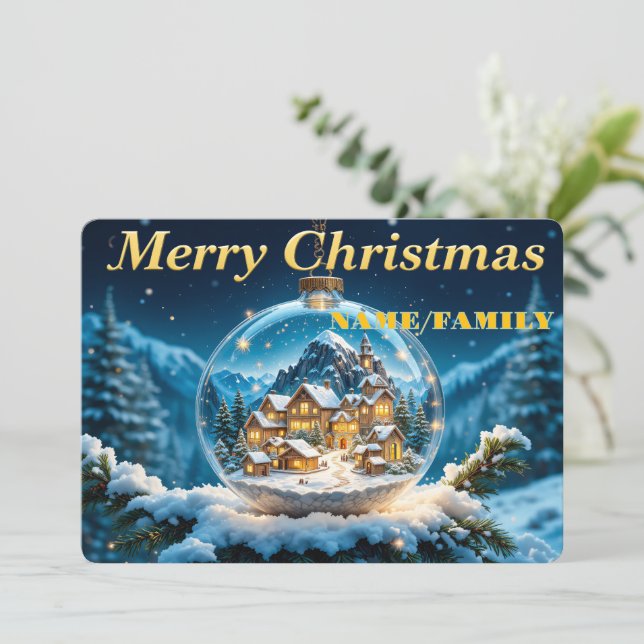 Cartes Pour Fêtes Annuelles Magical Christmas Snow Globe (Debout devant)