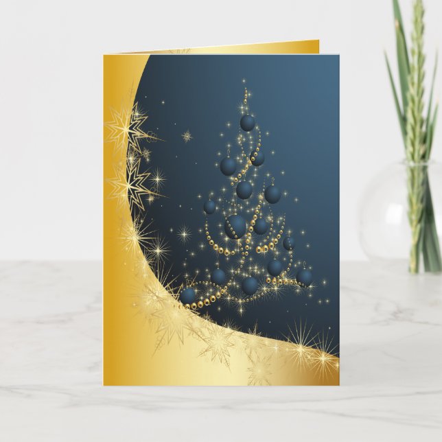 Cartes Pour Fêtes Annuelles Magical Floating Gold Christmas Tree (Devant)