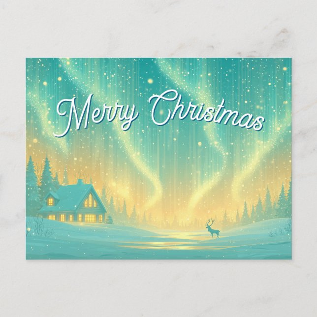 Cartes Pour Fêtes Annuelles Magical Northern Lights Merry Christmas (Devant)