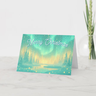 Cartes Pour Fêtes Annuelles Magical Winter Northern Lights Merry Christmas