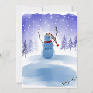 Cartes Pour Fêtes Annuelles Magical Wonderland Winter Snowman Scene