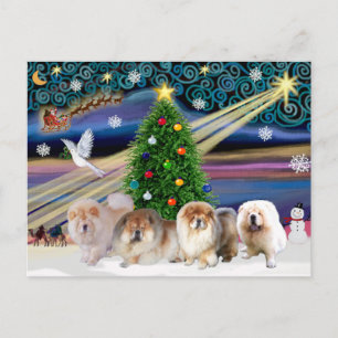Cartes Pour Fêtes Annuelles Magie de Noël Chow Chows (quatre)
