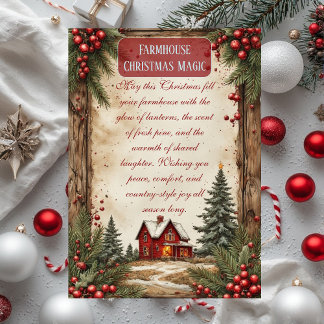 Cartes Pour Fêtes Annuelles Magie de Noël de la ferme rustique rouge de campag