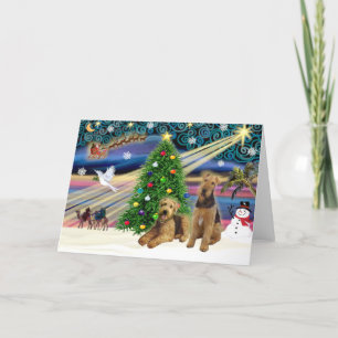 Cartes Pour Fêtes Annuelles Magie de Noël - Deux Airedales