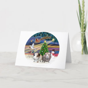 Cartes Pour Fêtes Annuelles Magie de Noël - Deux cochons d'Inde