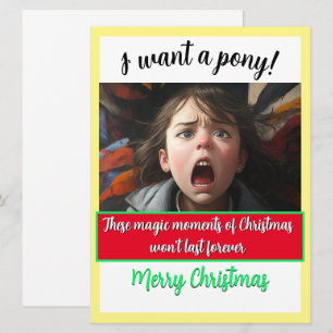 Cartes Pour Fêtes Annuelles Magie de Noël Je VEUX UN PONY !