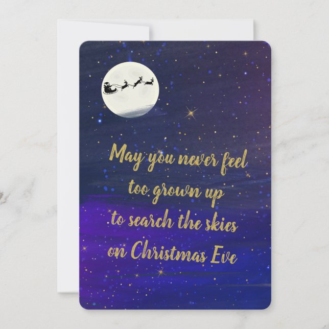 Cartes Pour Fêtes Annuelles Magie de Noël Recherche Le Ciel Aquarelle Plat (Devant)