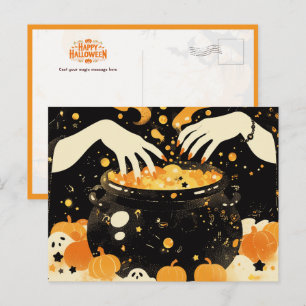 Cartes Pour Fêtes Annuelles Magie du brassage de sorcières dans le Cauldron d'