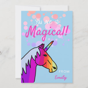 Cartes Pour Fêtes Annuelles Magique Rainbow Unicorn Valentine`s day Card