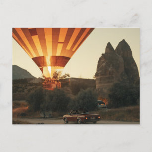 Cartes Pour Fêtes Annuelles Magique Sunrise Hot Air Balloon Vue Avec Voiture R