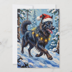 Cartes Pour Fêtes Annuelles Magnifique Berger Belge Forêt de Neige Noël