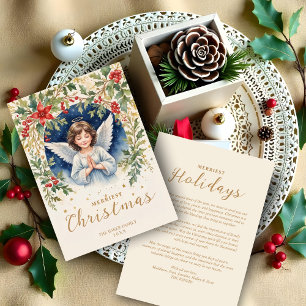 Cartes Pour Fêtes Annuelles Magnifique Chic Noël Angel Fleurs Victoriennes