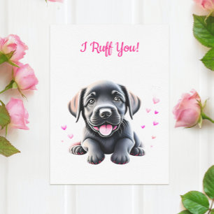 Cartes Pour Fêtes Annuelles Magnifique Chiot Avec Coeurs Tail Wag Valentine