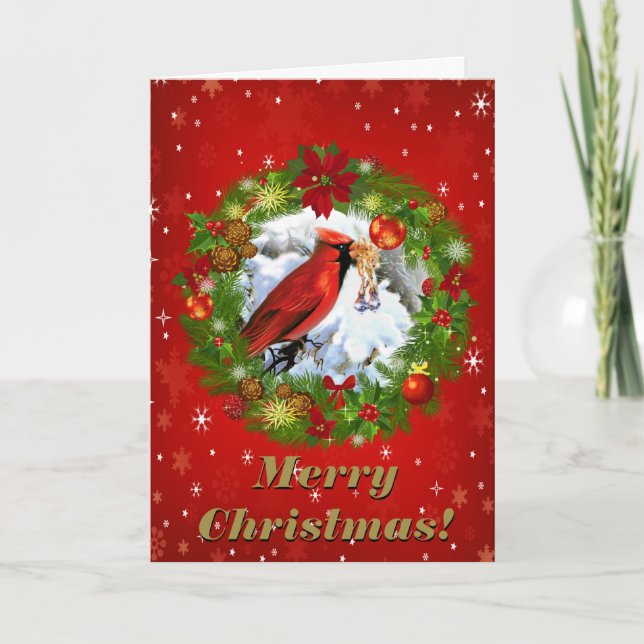 Cartes Pour Fêtes Annuelles Magnifique Joyeux Noël Vintage Scène de Noël (Devant)