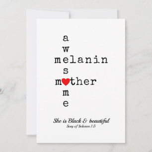 Cartes Pour Fêtes Annuelles MAGNIFIQUE MÈRE MELANIN Proverbe Fanti