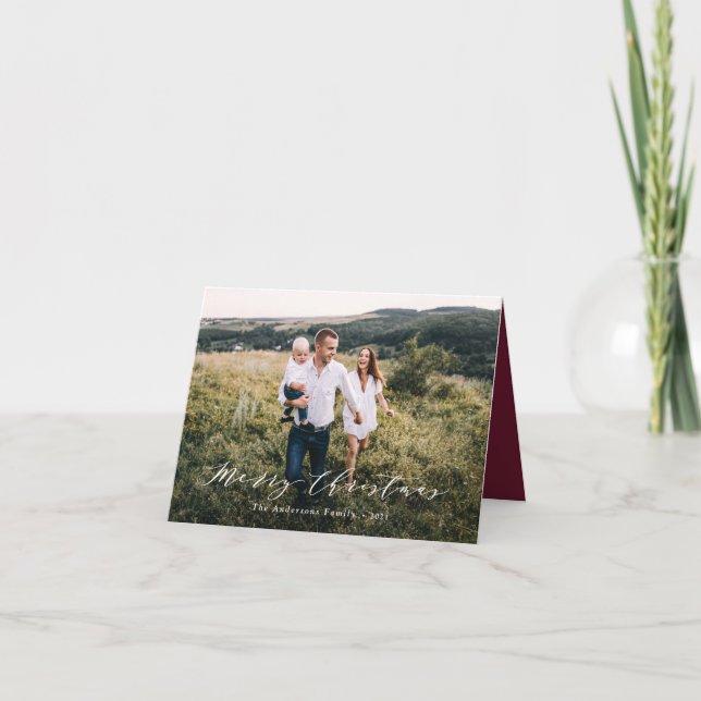 Cartes Pour Fêtes Annuelles Magnifique photo de Noël minimaliste écriture bord (Devant)