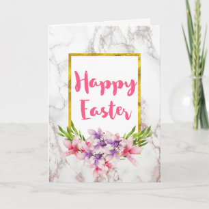 Cartes Pour Fêtes Annuelles Magnolias aquarelles, Pâques en marbre blanc