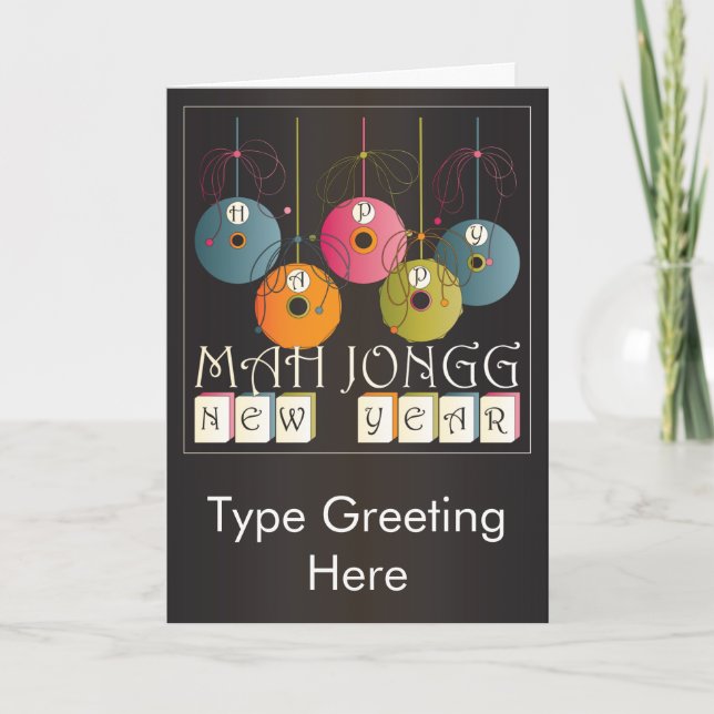 Cartes Pour Fêtes Annuelles Mah Jongg Nouvel An (Devant)