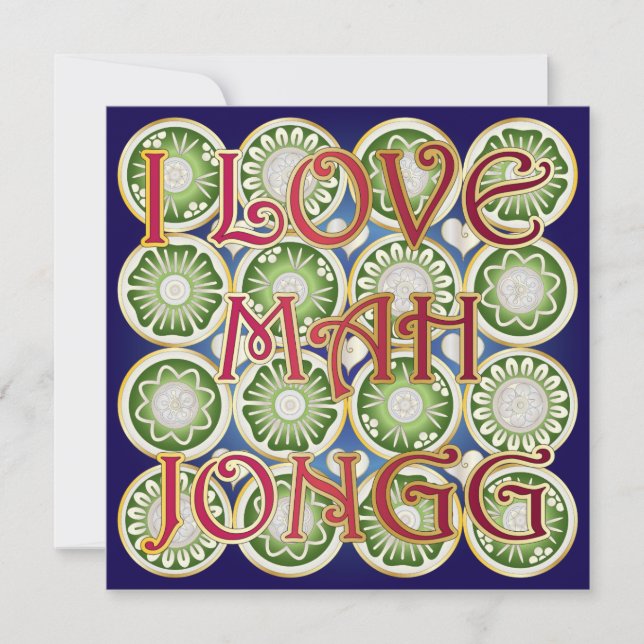 Cartes Pour Fêtes Annuelles Mah Jongg Valentine I Love MJ (Devant)