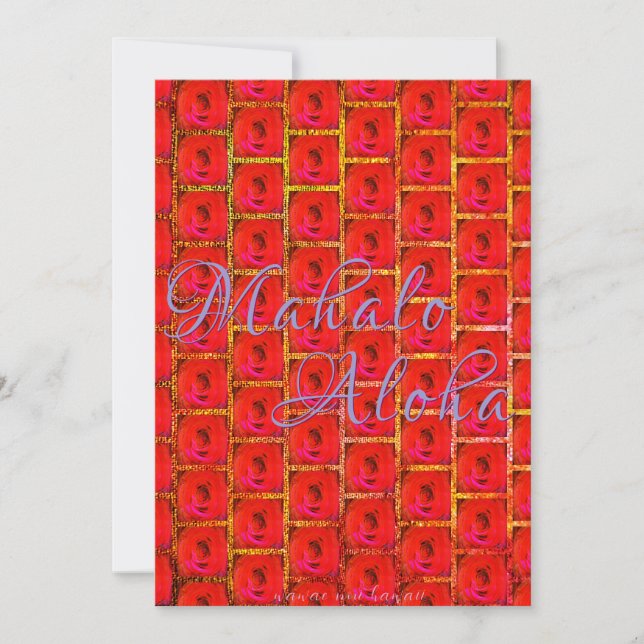 Cartes Pour Fêtes Annuelles Mahalo Aloha Valentine, (Devant)