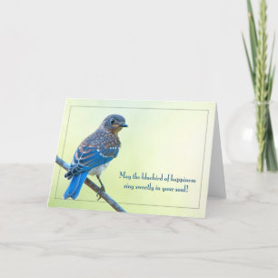 Cartes Pour Fêtes Annuelles Mai l'oiseau bleu du bonheur chantent gentiment…