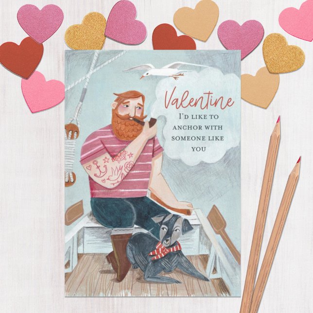 Cartes Pour Fêtes Annuelles Main dessinée Man Bloke Valentine (Créateur téléchargé)