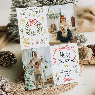 Cartes Pour Fêtes Annuelles Main fantaisie tirée vaches Joyeux Noël 2 Photo