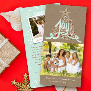 Cartes Pour Fêtes Annuelles Main rustique tiré Joy Calligraphie Foliage Photo