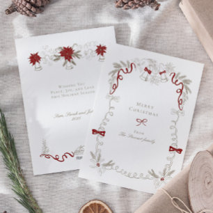 Cartes Pour Fêtes Annuelles Main tirée Vintage Retro Joyeux Noël