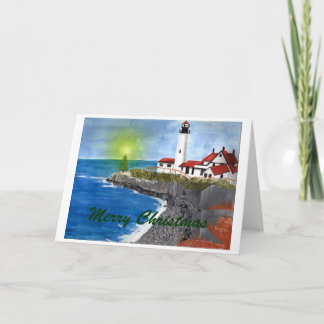 CARTES POUR FÊTES ANNUELLES MAINE CHRISTMAS LIGHTHOUSE