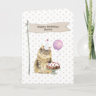 Cartes Pour Fêtes Annuelles Maine Coon Chat Anniversaire Pois