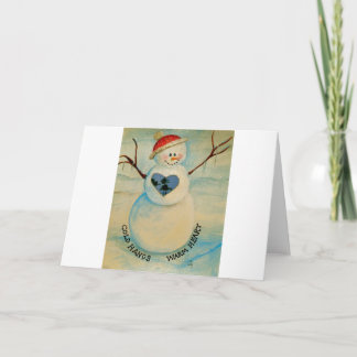 Cartes Pour Fêtes Annuelles Mains froides, coeur chaud, bonhomme de neige