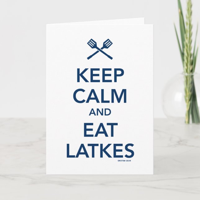 Cartes Pour Fêtes Annuelles Maintenez calme et mangez des Latkes (Devant)