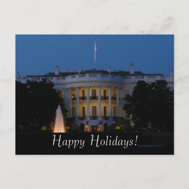Cartes Pour Fêtes Annuelles Maison Blanche de Noël à la nuit à Washington DC (Devant)